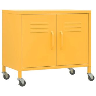Berkfield Home Storage Cabinet Mustard Yellow 60x35x56 cm Steel | Size: 60 x 35 x 56 cm