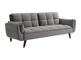 Vente-Unique Sof&aacute; cama de 3 plazas de terciopelo gris GULCAN