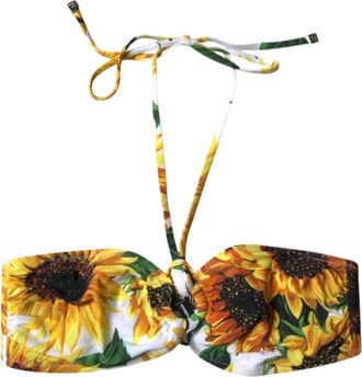 Dolce & Gabbana Womens Multicolor Floral Halter Beachwear Bikini Top Swimwear Nylon Elastane