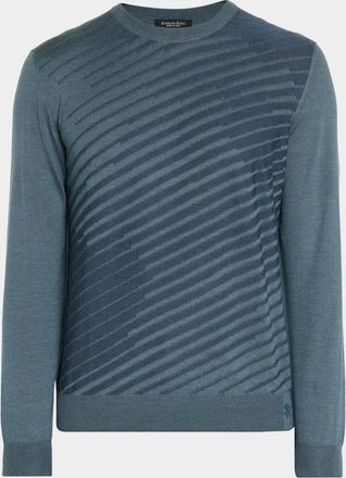 Stefano Ricci Men & apos;s Wool & Silk Diagonal Wave Crewneck Sweater