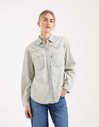 Levi's Teodora - Camicia di jeans stile western lavaggio vintage chiaro-Blu