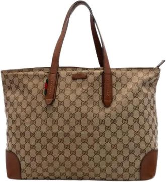 Gucci Pre-owned Tote Bags, female, Beige, Size: ONE SIZE Pre-owned Canvas Tote Bag