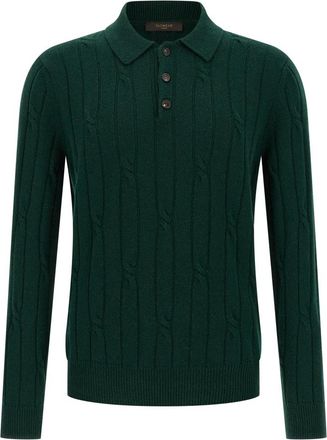 Zanone Tops, Heren, Groen, XL, Wol, Gebreide wollen poloshirt