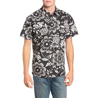 Kahala Dukes Pareo Trim Fit Sport Shirt in Black at Nordstrom, Size Xx-Large