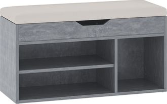 HOMCOM Sit-On Shoe Storage Unit W/ Hidden Compartment Handles - White | TJ Hughes Grey