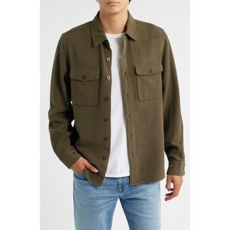 Treasure & Bond Texture Twill Button-Up Shirt in Olive Sarma at Nordstrom Rack, Size Medium