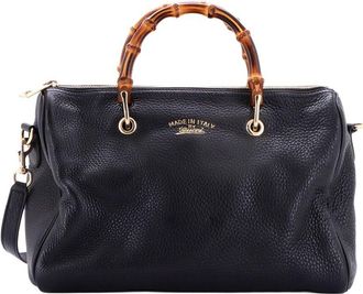 Gucci Black Leather Bamboo Shopper Boston Bag Medium (Authentic Pre-Loved)