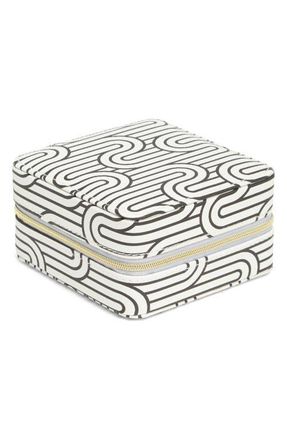 Nordstrom Square Zip Jewelry Box in Black- Tan Wavy at Nordstrom