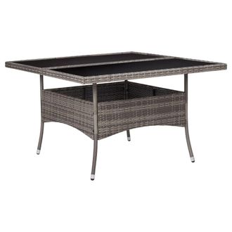 Berkfield Home Outdoor Dining Table Grey Poly Rattan & Glass