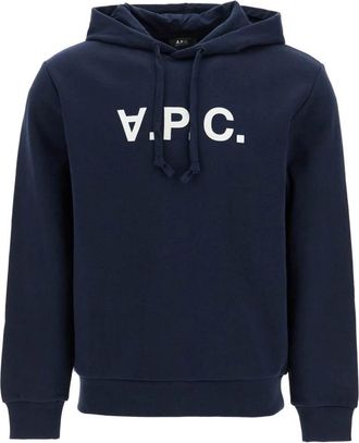 A.P.C. Logo Print Hoodie met Trekkoord - Dames - Hoodies - Blauw - XL - Katoen - Hoodies & sweatvesten