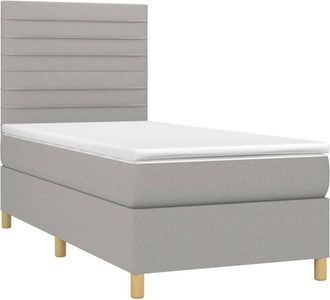 vidaXL Vidaxl - Cama Box Spring Colch&oacute;n Y Luces Led Tela Gris Claro 90x190 Cm