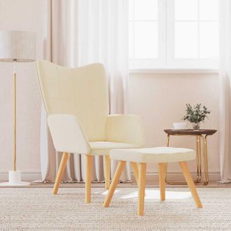 vidaXL Sill&oacute;n De Relax Con Reposapi&eacute;s De Tela Color Crema Vidaxl