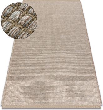 RugsX Rugsx - Alfombra Jute 3652 Beige / Rayas Uniforme - Yute, Tejido Plano, Flecos Beige 120x170 Cm