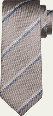 Charvet Mens Diagonal Stripe Silk Tie