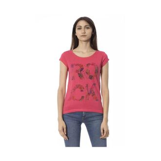Trussardi Magliette Rosa in Cotone con Stampa Frontale - - Tops - Donna - Rosa - L