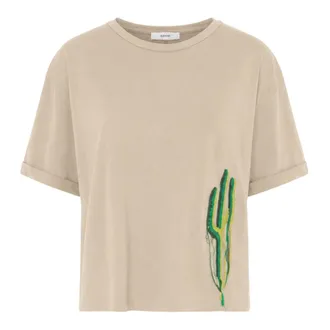 Akep T-Shirts, female, Beige, Size: M Relaxed Fit T-shirt
