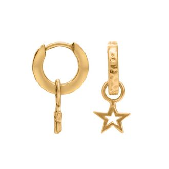 Dower & Hall Hammered Star Charm Huggie Hoops