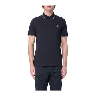 Stone Island Polo Shirts, male, Blue, S, Polo Shirt Contrast Tipping