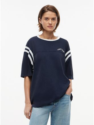 Tommy Hilfiger Womens Tommy Jeans Oversized Varsity T-Shirt - Navy - XS