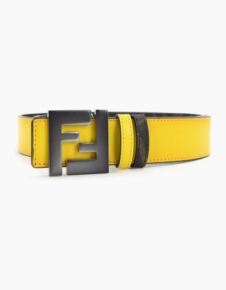 Fendi Mens Fendi Ff Logo Reversible Belt Yellow - Size: 105