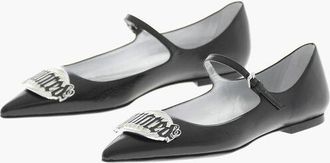 Dsquared2 Pointed-Toe Leather Ballet Flats with Metal Detail size 37,5
