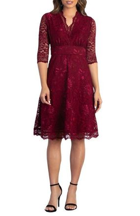 Kiyonna Mademoiselle A-Line Lace Cocktail Dress in Pinot Noir at Nordstrom, Size X-Small