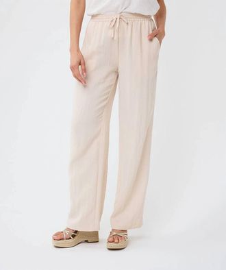 Esqualo Talli Wide Crush Trousers In Natural