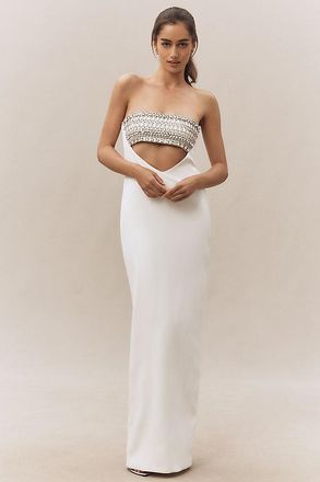 Retrof&ecirc;te Swan Strapless Embellished Cutout Maxi Dress