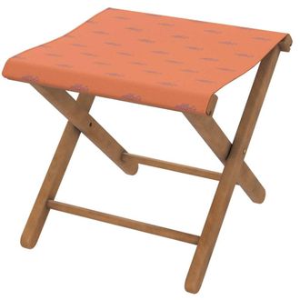 Vent de Boh&egrave;me Taburete plegable de eucalipto y tela outdoor dise&ntilde;o indio naranja