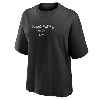 Nike Colorado Authentics Nike Womens College Boxy T-Shirt in Black | ZW12573COLO-BLK