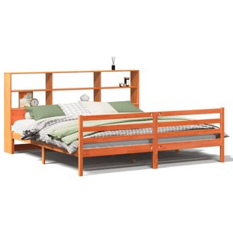 Berkfield Home Bookcase Bed without Mattress Wax Brown 200x200 cm Solid Wood