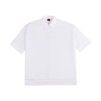 Fay Shirts, female, White, Size: XS Short Sleeve Straight Hem Shirt