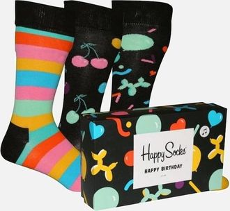 Happy Socks Mens HAPPY SOCKS 3-Pack Happy Birthday Socks Gift Box, Black/Multi