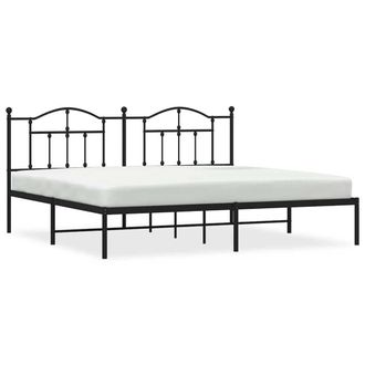 Berkfield Home Metal Bed Frame with Headboard Black 193x203 cm