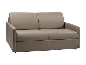 Vente-Unique Sof&aacute; cama italiano 3 plazas piel sint&eacute;tica CALIFE - Topo - Cama 140 cm - Colch&oacute;n 14 cm