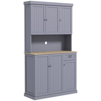 HOMCOM Kitchen Cupboard Storage Cabinet with Adjustable Shelves - Grey | TJ Hughes