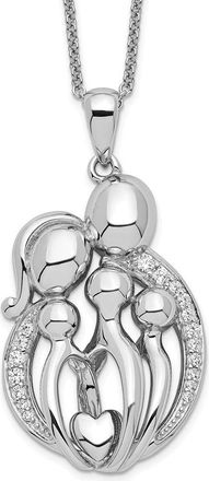 Diamond2Deal Sterling Silver Cubic Zirconia Family of 5 Gathering Necklace