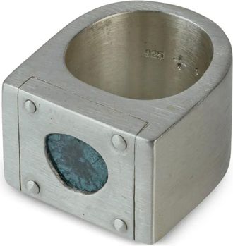 Parts Of Four Anello piatto con diamante blu - Argento