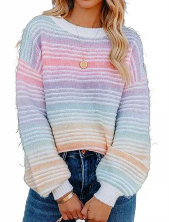 Cupshe Pastel Pullover Striped Sweater In Multi-Colored