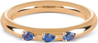 ROSEKEY Anello Leaves of Grass in oro giallo 18 carati con zaffiri