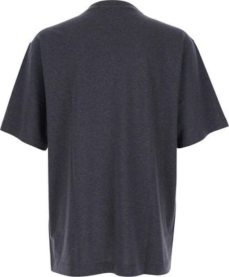 Dolce & Gabbana Mens Grey Crewneck T-Shirt With Logo Print Cotton T-Shirts And Polos