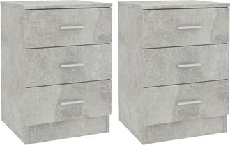 vidaXL Vidaxl - Mesitas de noche 2 unidades aglomerado gris hormigón 38x35x56cm