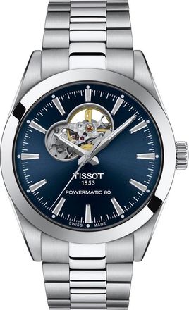 Tissot T-Classic Powermatic 80 Open Heart Bracelet Watch, 40mm in Grey at Nordstrom, Size 40 Mm