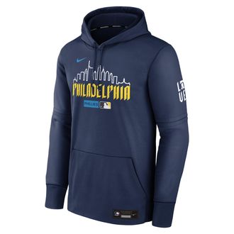 Nike Mens Philadelphia Phillies Authentic Collection City Connect Nike Therma MLB Pullover Hoodie in Blue | NAC3160NPP-HR3