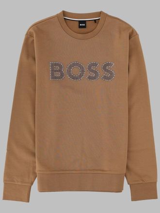 HUGO BOSS Logo-Embroidered Cotton Sweatshirt - Brown