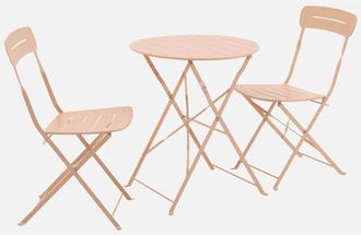 Sweeek Set De Jard&iacute;n Bistr&oacute; Plegable De Mesa Redonda De Acero Con 2 Sillas