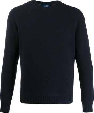 Barba Truien & Vesten, Heren, Blauw, M, Katoen, Blauwe Crewneck Sweater Aw 25