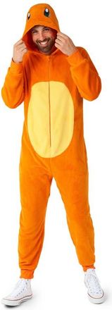 OppoSuits Pok&eacute;mon Charmander Hooded Long Sleeve Fleece Jumpsuit in Orange at Nordstrom, Size Xx-Large