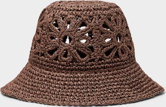 Simons Womens Floral-openwork straw Cloche Hat