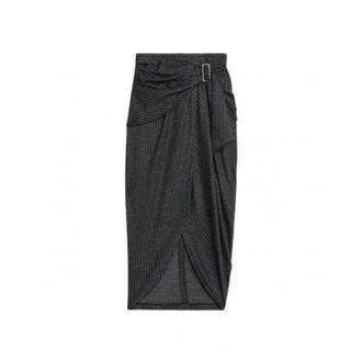Isabel Marant Rokken, Dames, Grijs, S, Katoen, Rayures Tennis Midi Rok
